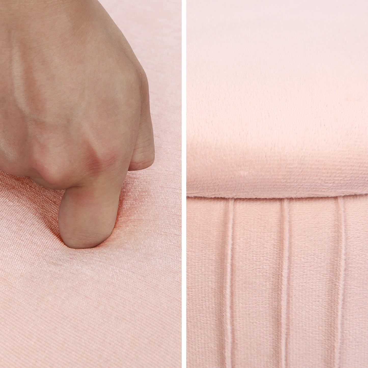 La Bella Velvet Storage Ottoman - Padded Stool in Pink