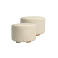 La Bella 2X Ottoman Foot Stool with Solid Wooden Legs - Beige - SuperSaverAU - view 1