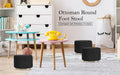 La Bella 2-Set Ottoman Round Foot Stool with Wooden Legs & Faux Linen Fabric - Black - SuperSaverAU - view 2