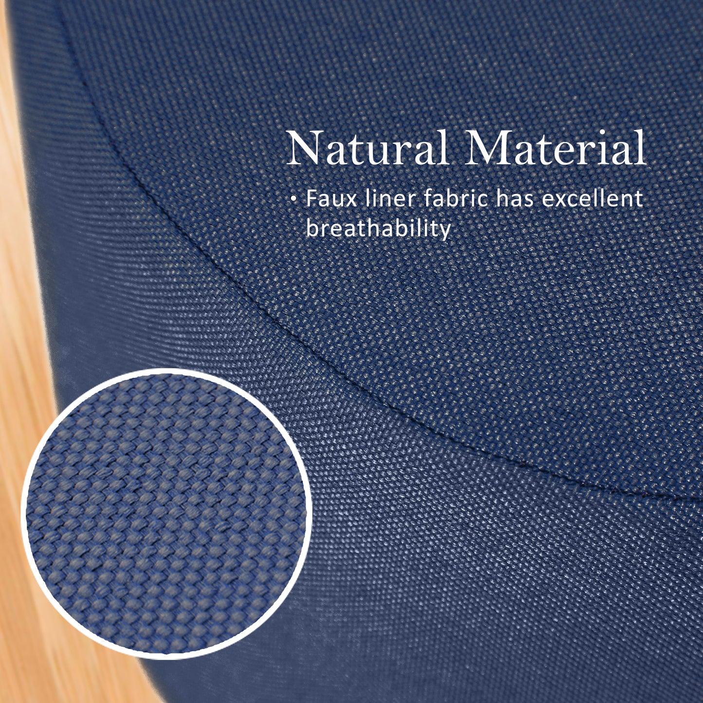 La Bella 2X Ottoman Round Foot Stool with Solid Wooden Leg - Dark Blue