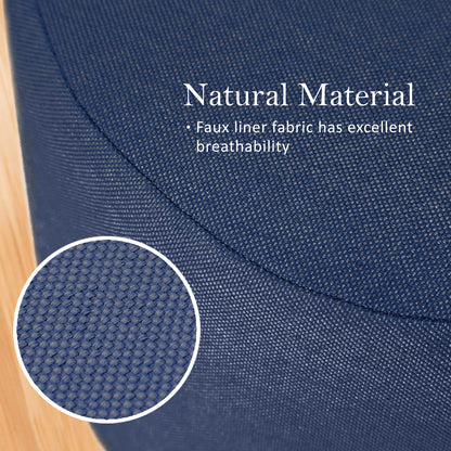 La Bella 2X Ottoman Round Foot Stool with Solid Wooden Leg - Dark Blue