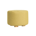 La Bella Ottoman Round Foot Stool with Solid Wood Legs - Mustard Yellow - SuperSaverAU - view 1