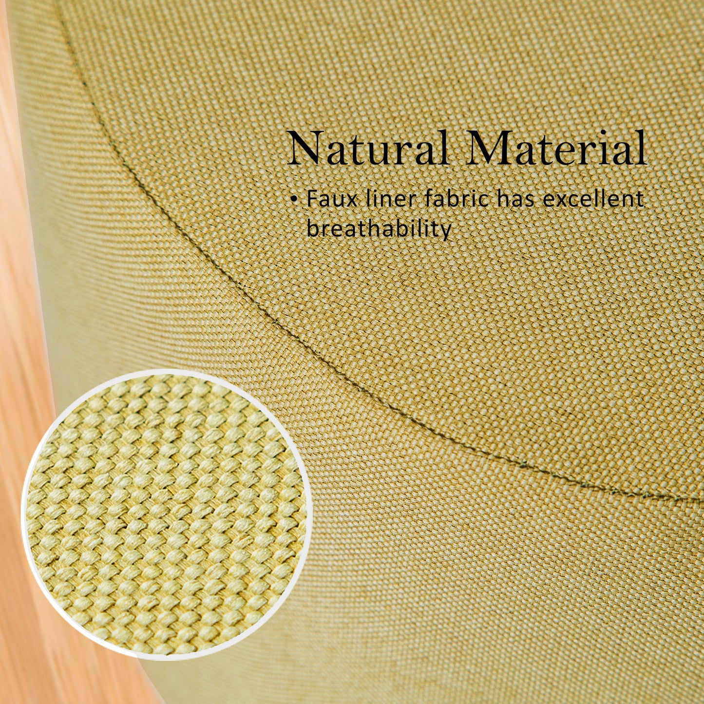 La Bella Ottoman Round Foot Stool with Solid Wood Legs - Mustard Yellow