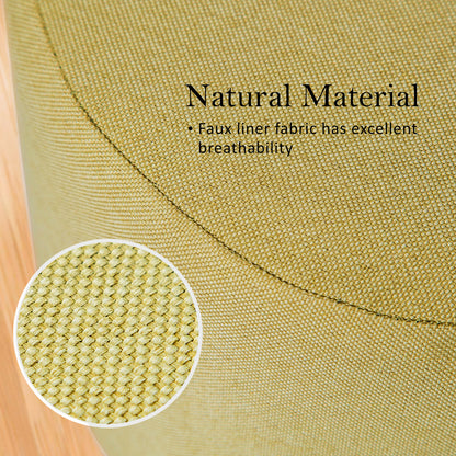 La Bella Ottoman Round Foot Stool with Solid Wood Legs - Mustard Yellow