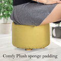 La Bella Ottoman Round Foot Stool with Solid Wood Legs - Mustard Yellow - SuperSaverAU - view 5