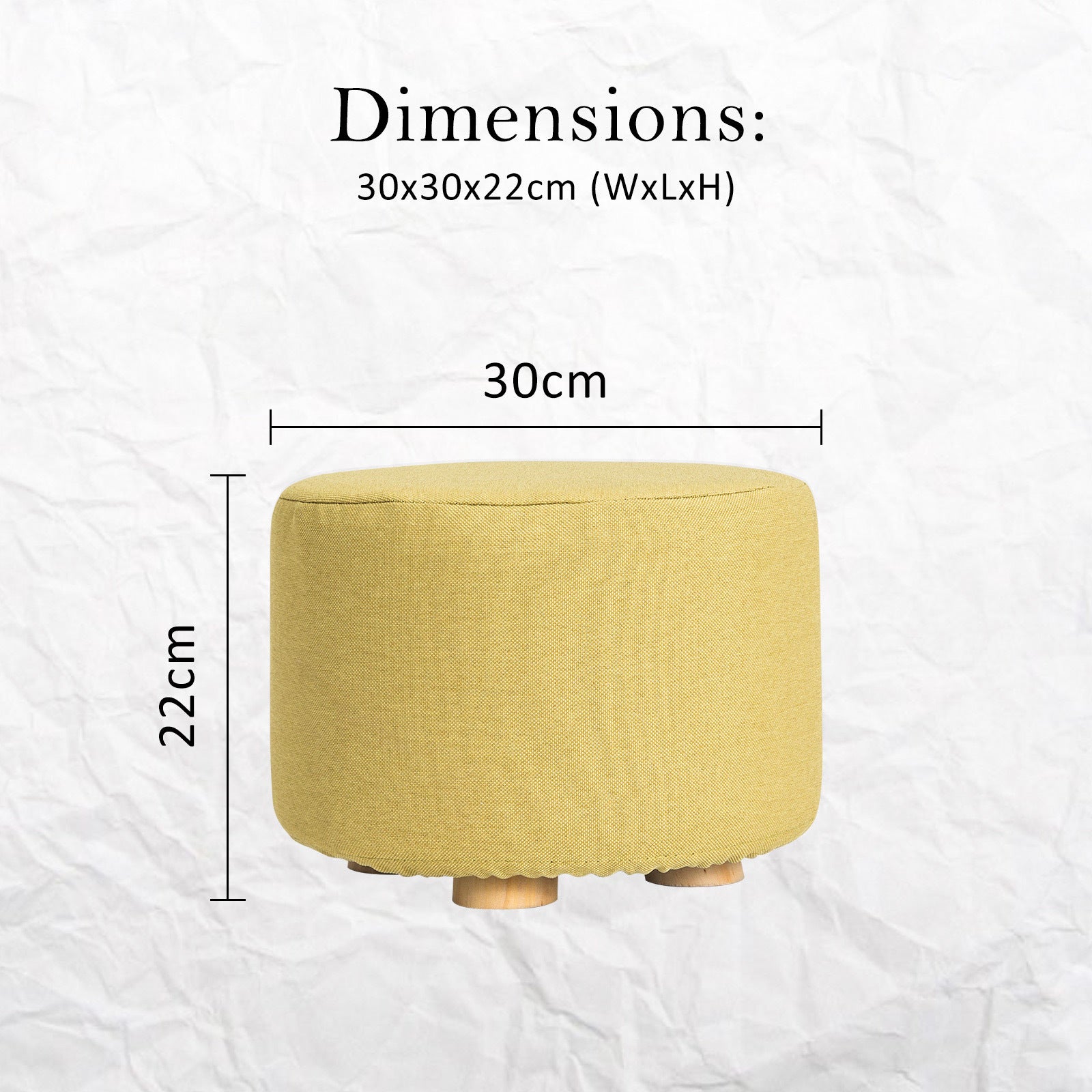 La Bella 2X Ottoman Foot Stool with Solid Wood Legs - Round Mustard Yellow - SuperSaverAU - view 11