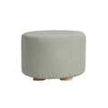 La Bella Ottoman Round Stool with Solid Wooden Leg & Faux Linen Fabric - Grey - SuperSaverAU - view 1