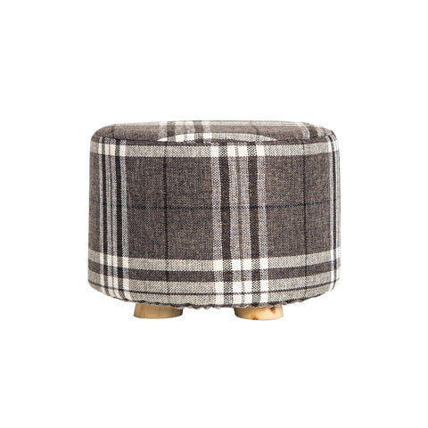 La Bella Fabric Ottoman Round Foot Stool with Wooden Legs - Lattice - SuperSaverAU - view 1