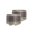 La Bella 2-Set Ottoman Round Foot Stool with Faux Linen Fabric Cover - Lattice - SuperSaverAU - view 1