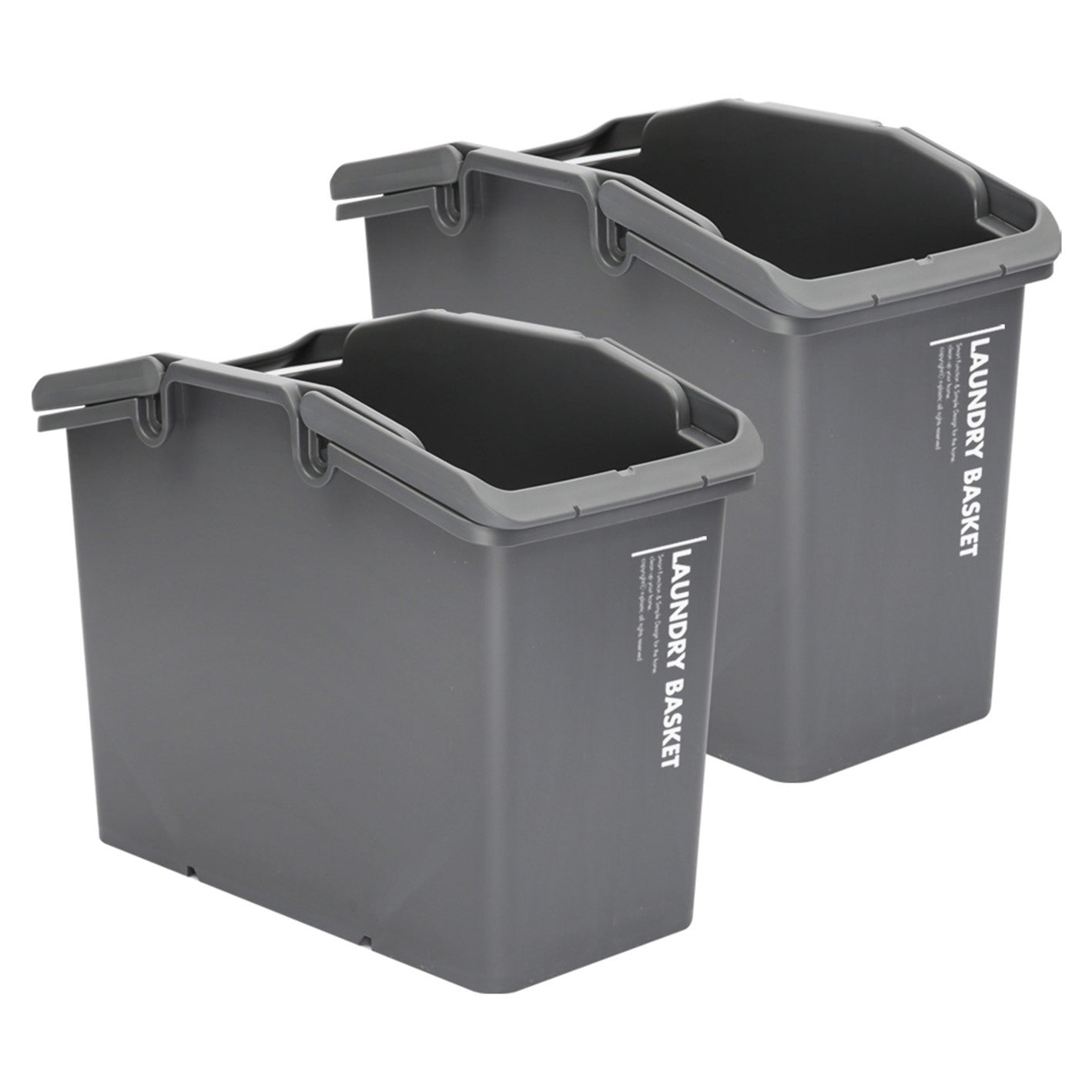 Nplastic 2 Set Stackable Laundry & Storage Basket with Convenient Handles - Dark Grey - SuperSaverAU - view 1