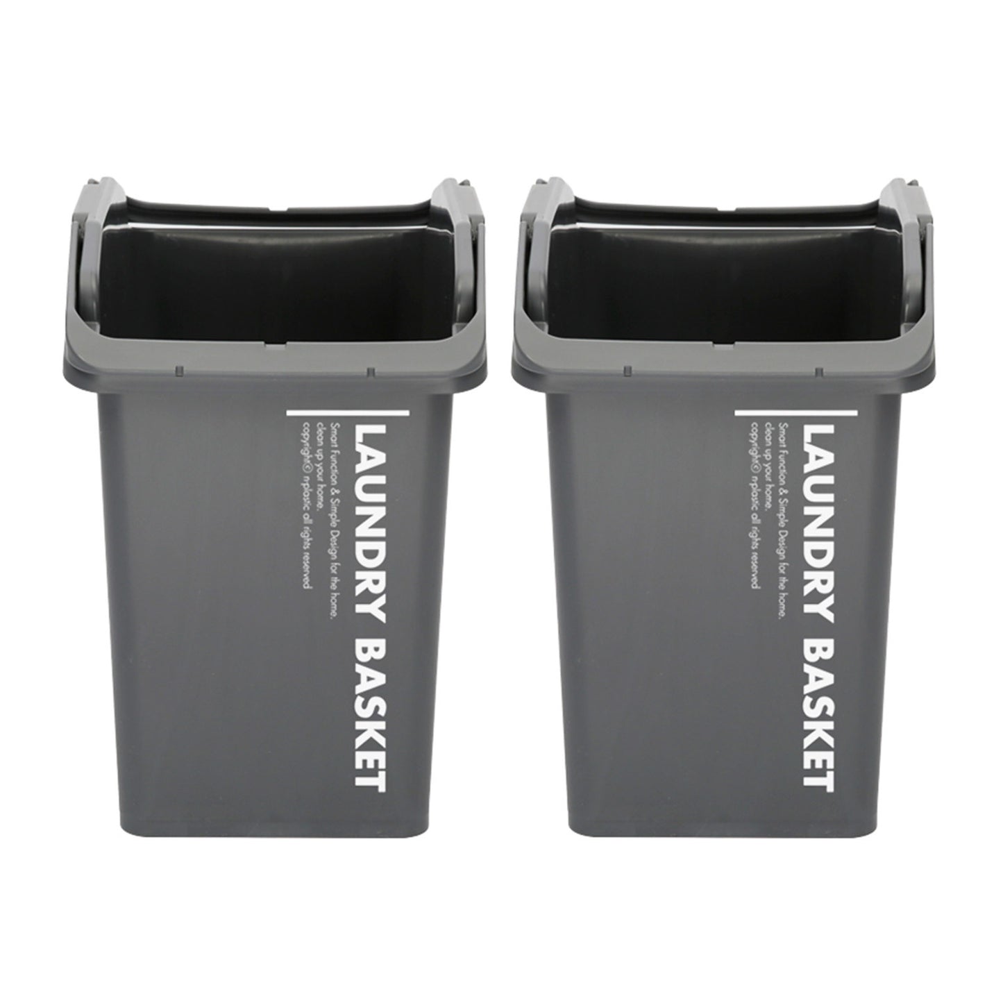 Nplastic 2 Set Stackable Laundry & Storage Basket with Convenient Handles - Dark Grey