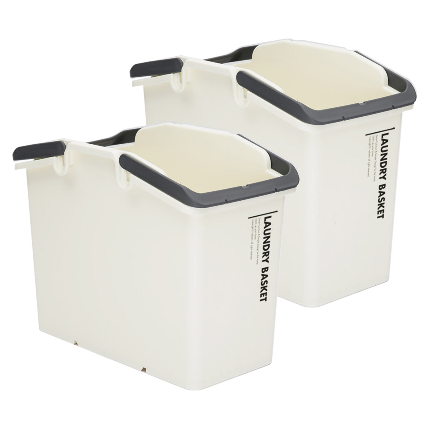 Nplastic 2 Set Stackable Multipurpose Laundry Basket with Handles - Ivory - SuperSaverAU - view 1