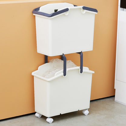 Nplastic 2 Set Stackable Multipurpose Laundry Basket with Handles - Ivory
