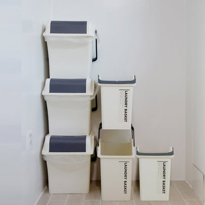 Nplastic 2 Set Stackable Multipurpose Laundry Basket with Handles - Ivory