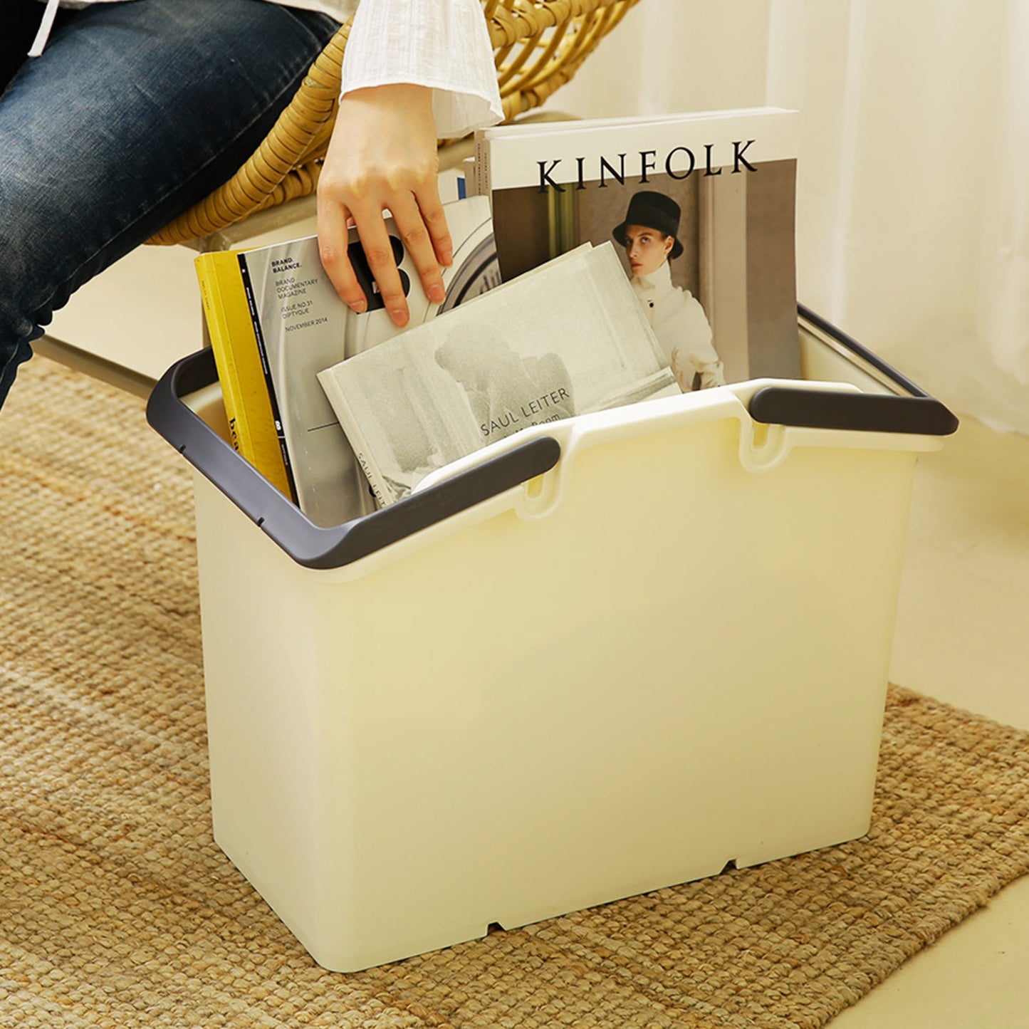 Nplastic 2 Set Stackable Multipurpose Laundry Basket with Handles - Ivory