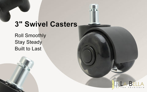 La Bella 5X 2 Inch Twin Wheel Office Chair Casters - 11x22mm Stem - SuperSaverAU - view 2