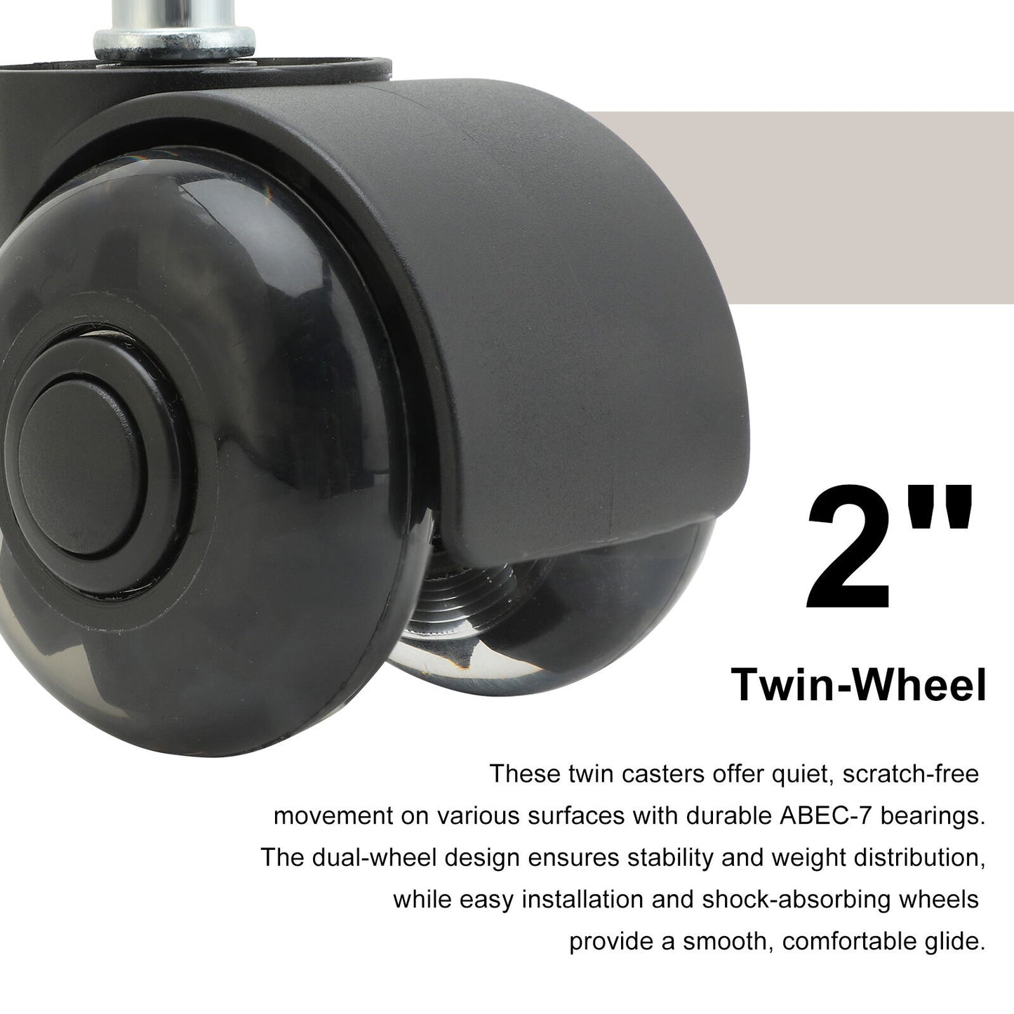La Bella 5X 2 Inch Twin Wheel Office Chair Casters - 11x22mm Stem