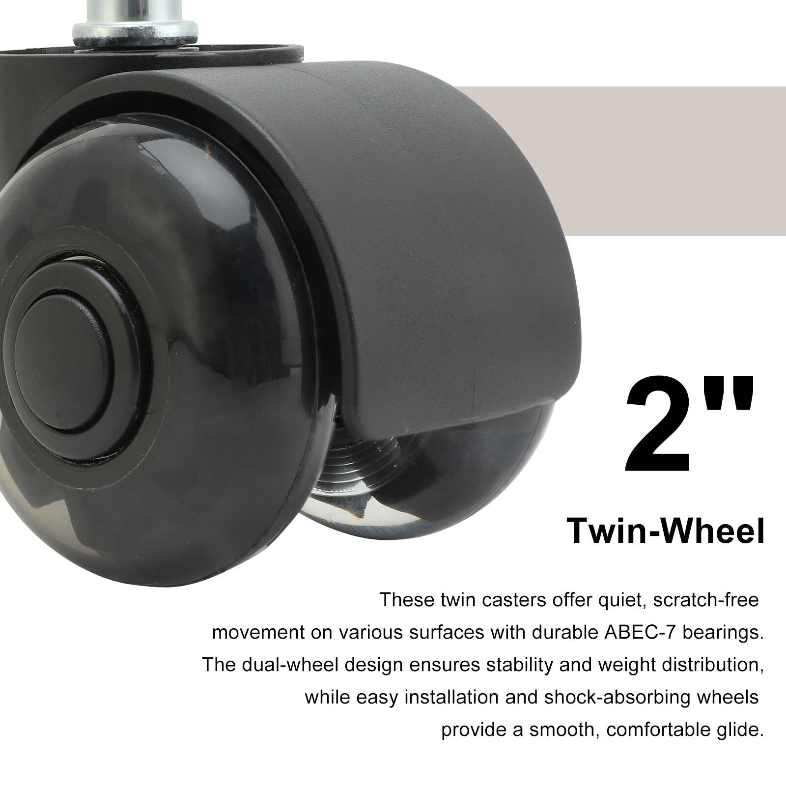 La Bella 5X 2 Inch Twin Wheel Office Chair Casters - 11x22mm Stem - SuperSaverAU - view 3
