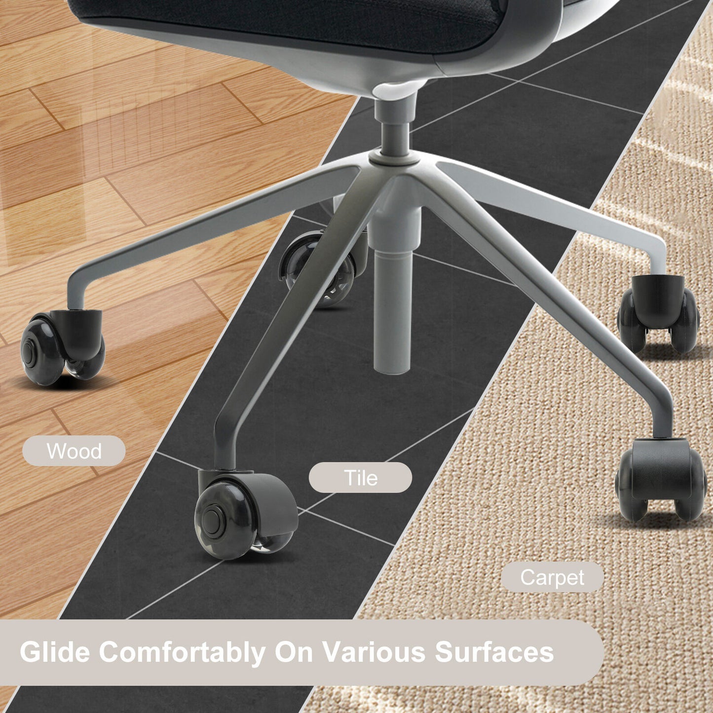 La Bella 5X 2 Inch Twin Wheel Office Chair Casters - 11x22mm Stem