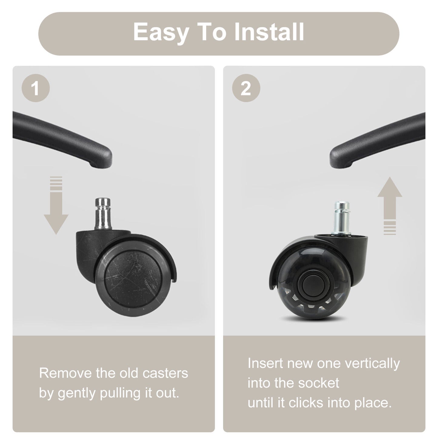 La Bella 5X 2 Inch Twin Wheel Office Chair Casters - 11x22mm Stem