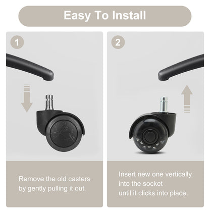 La Bella 5X 2 Inch Twin Wheel Office Chair Casters - 11x22mm Stem