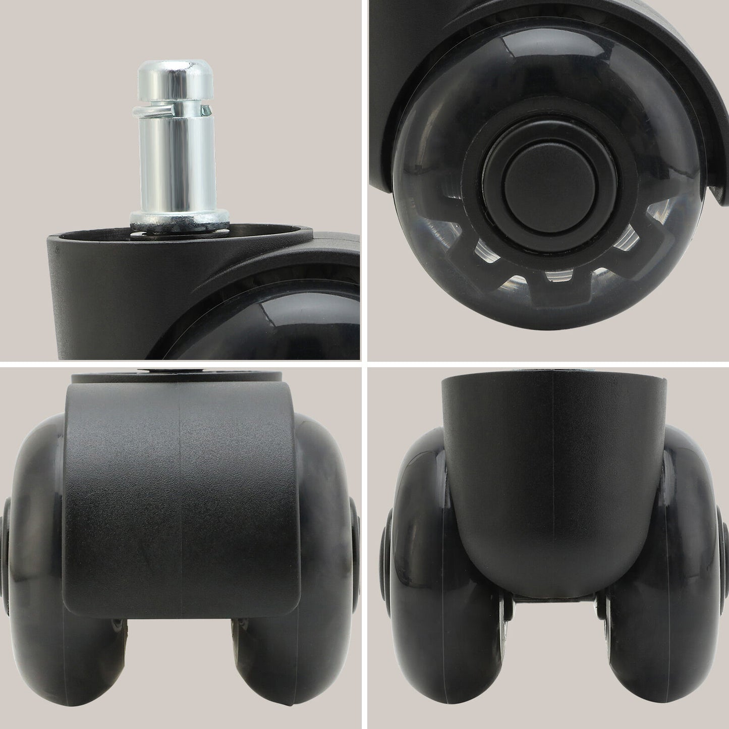 La Bella 5X 2 Inch Twin Wheel Office Chair Casters - 11x22mm Stem