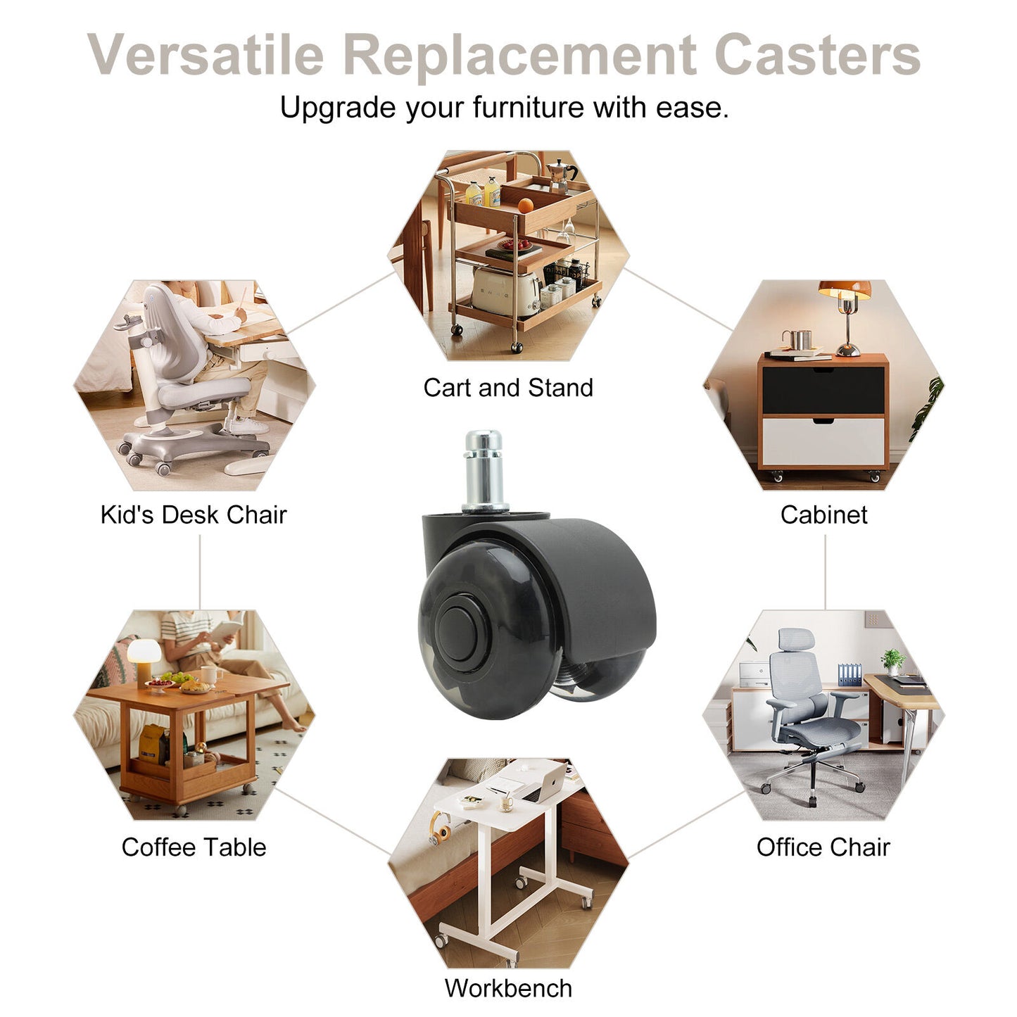 La Bella 5X 2 Inch Twin Wheel Office Chair Casters - 11x22mm Stem
