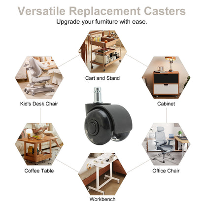 La Bella 5X 2 Inch Twin Wheel Office Chair Casters - 11x22mm Stem