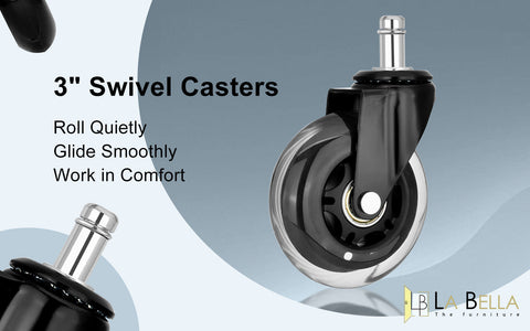La Bella 5X 3 Inch Rollerblade Office Chair Casters - 11x22mm Stem - SuperSaverAU - view 2