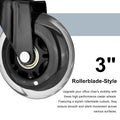 La Bella 5X 3 Inch Rollerblade Office Chair Casters - 11x22mm Stem - SuperSaverAU - view 3