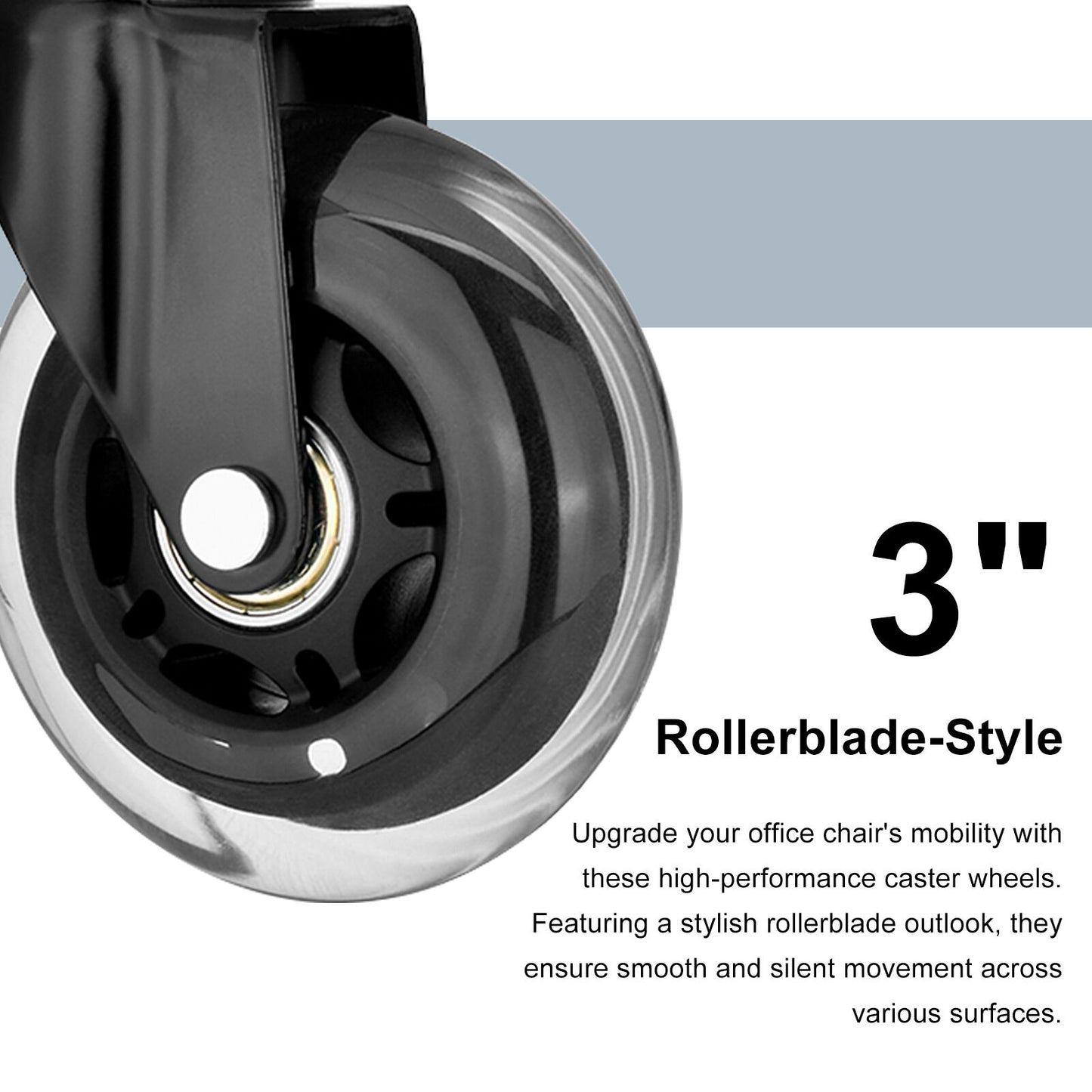 La Bella 5X 3 Inch Rollerblade Office Chair Casters - 11x22mm Stem
