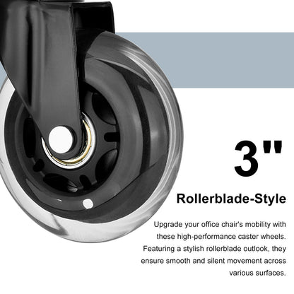 La Bella 5X 3 Inch Rollerblade Office Chair Casters - 11x22mm Stem