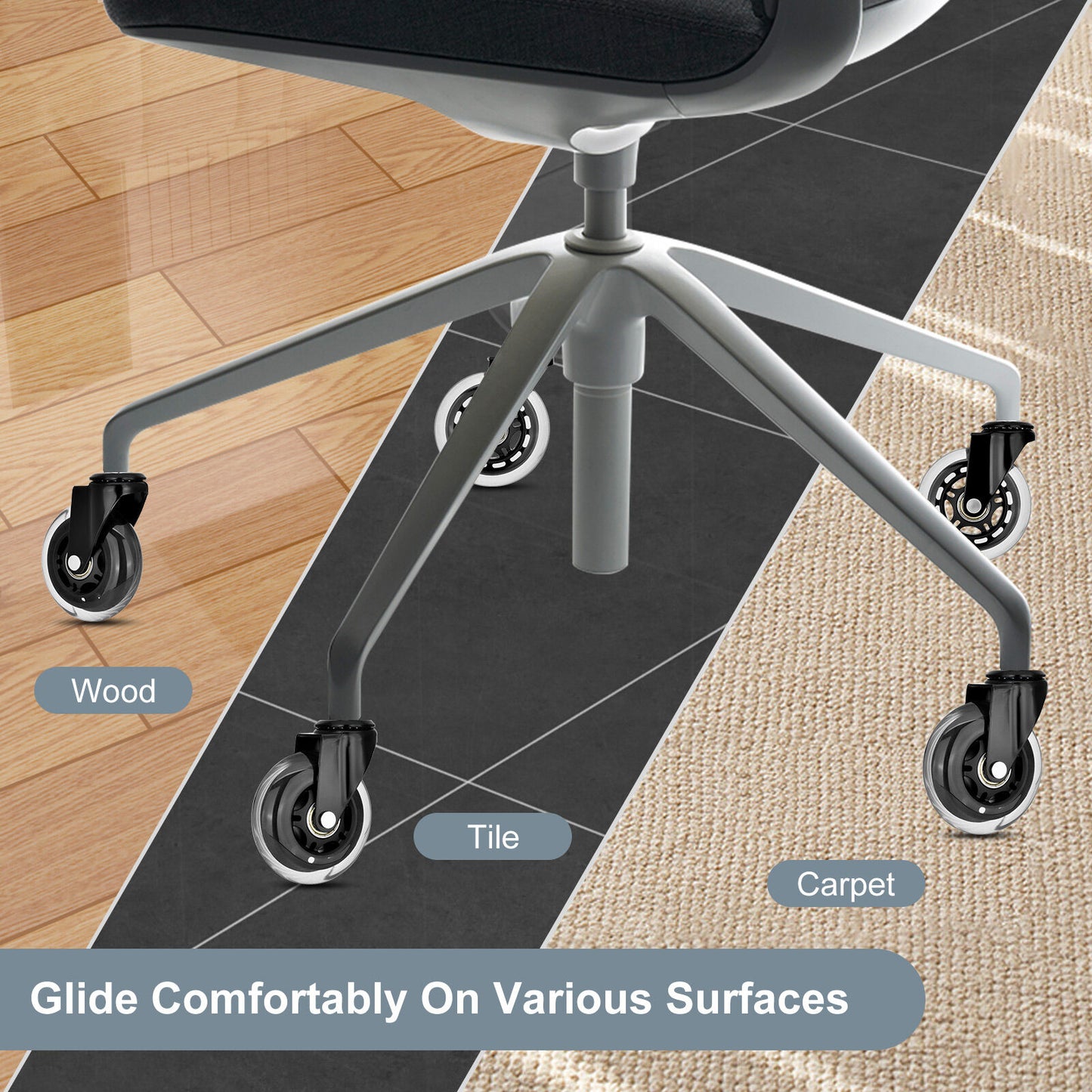 La Bella 5X 3 Inch Rollerblade Office Chair Casters - 11x22mm Stem