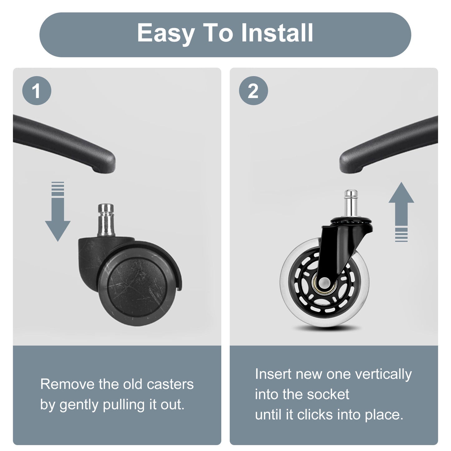 La Bella 5X 3 Inch Rollerblade Office Chair Casters - 11x22mm Stem