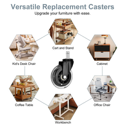 La Bella 5X 3 Inch Rollerblade Office Chair Casters - 11x22mm Stem