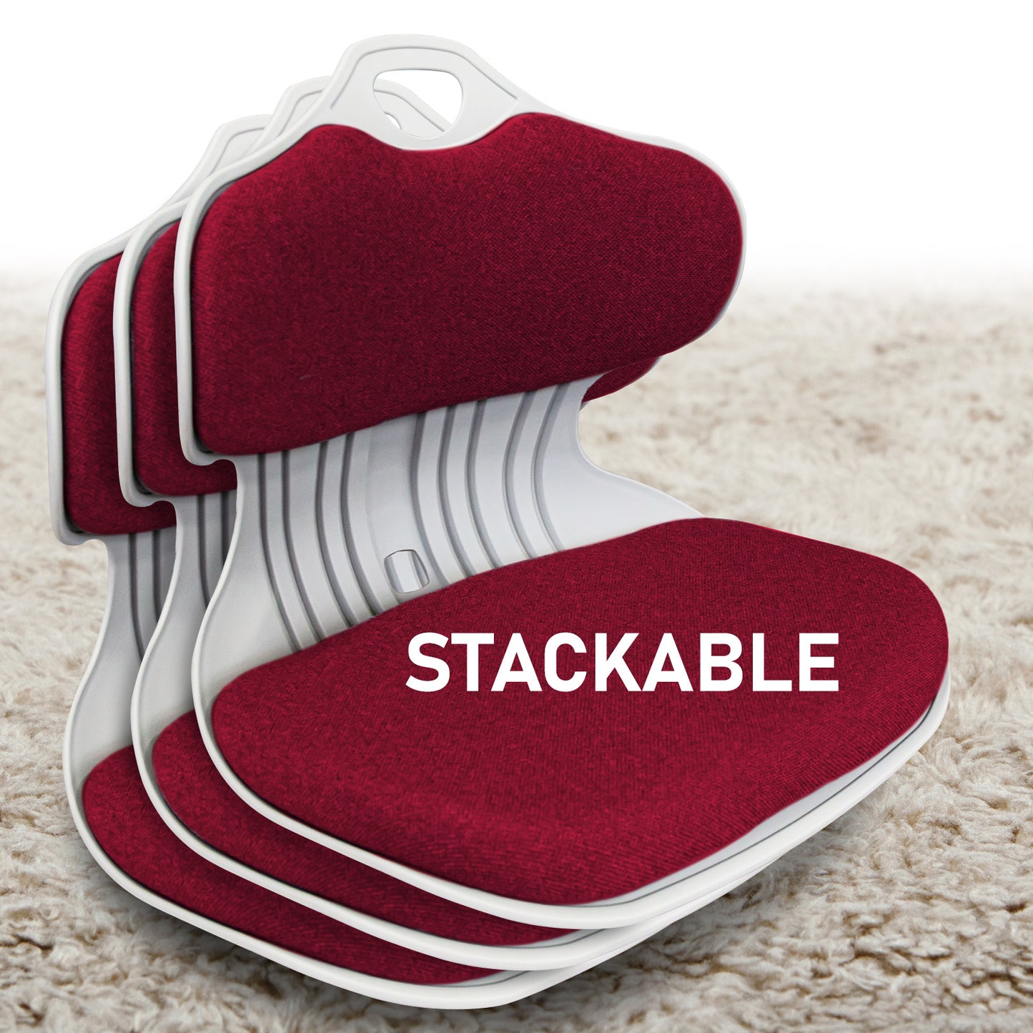 Samgong Slender Chair Posture Correction Seat Red - Stackable & Ergonomic