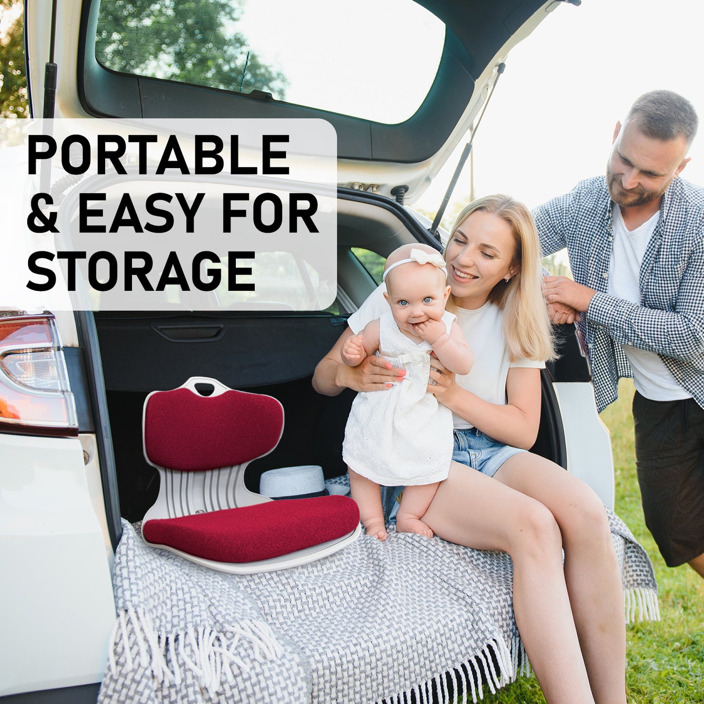 Samgong Slender Chair Posture Correction Seat Red - Stackable & Ergonomic