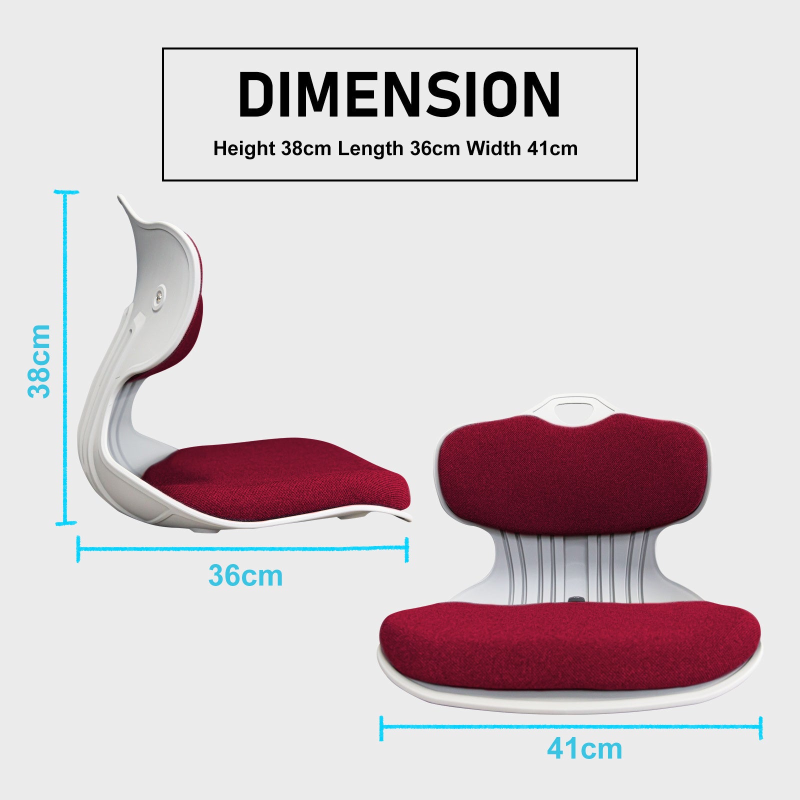 Samgong Slender Chair Posture Correction Seat Red - Stackable & Ergonomic - SuperSaverAU - view 12