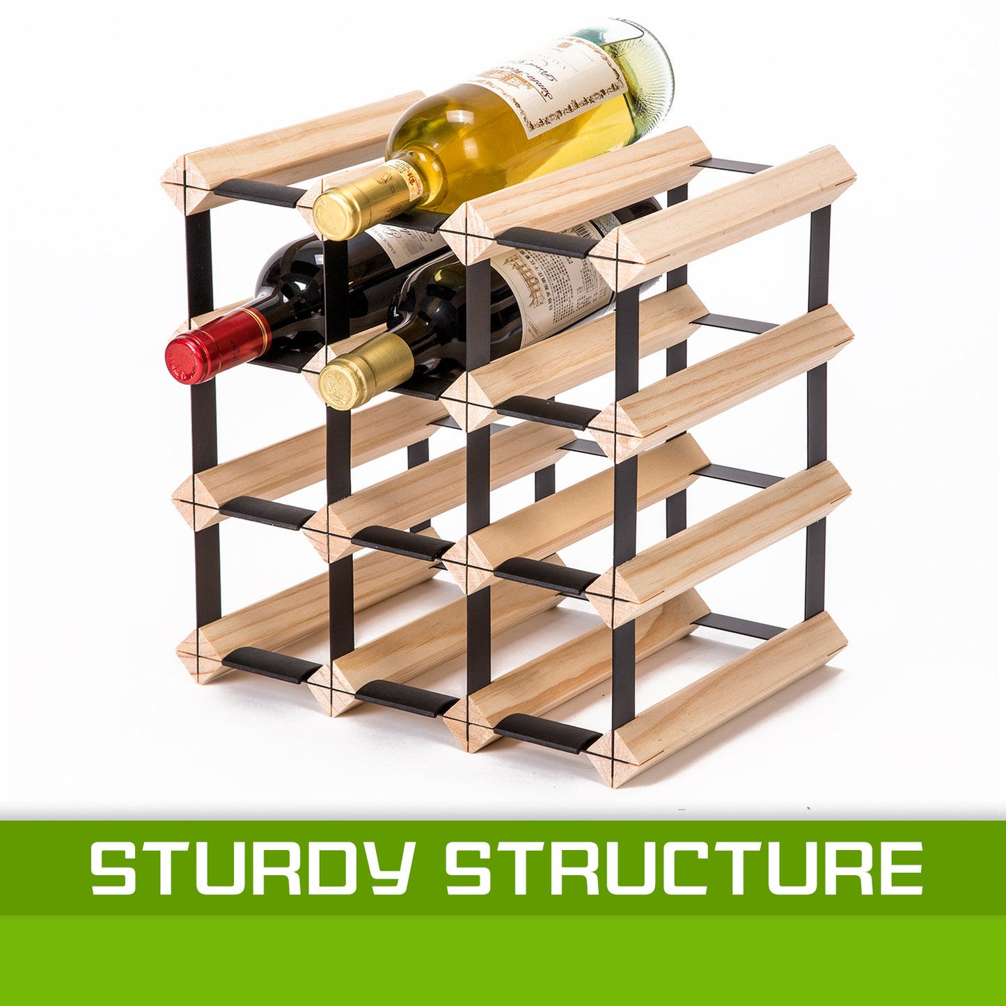 Home Ready Wine Rack 12 Bottle Modular Storage - Natural