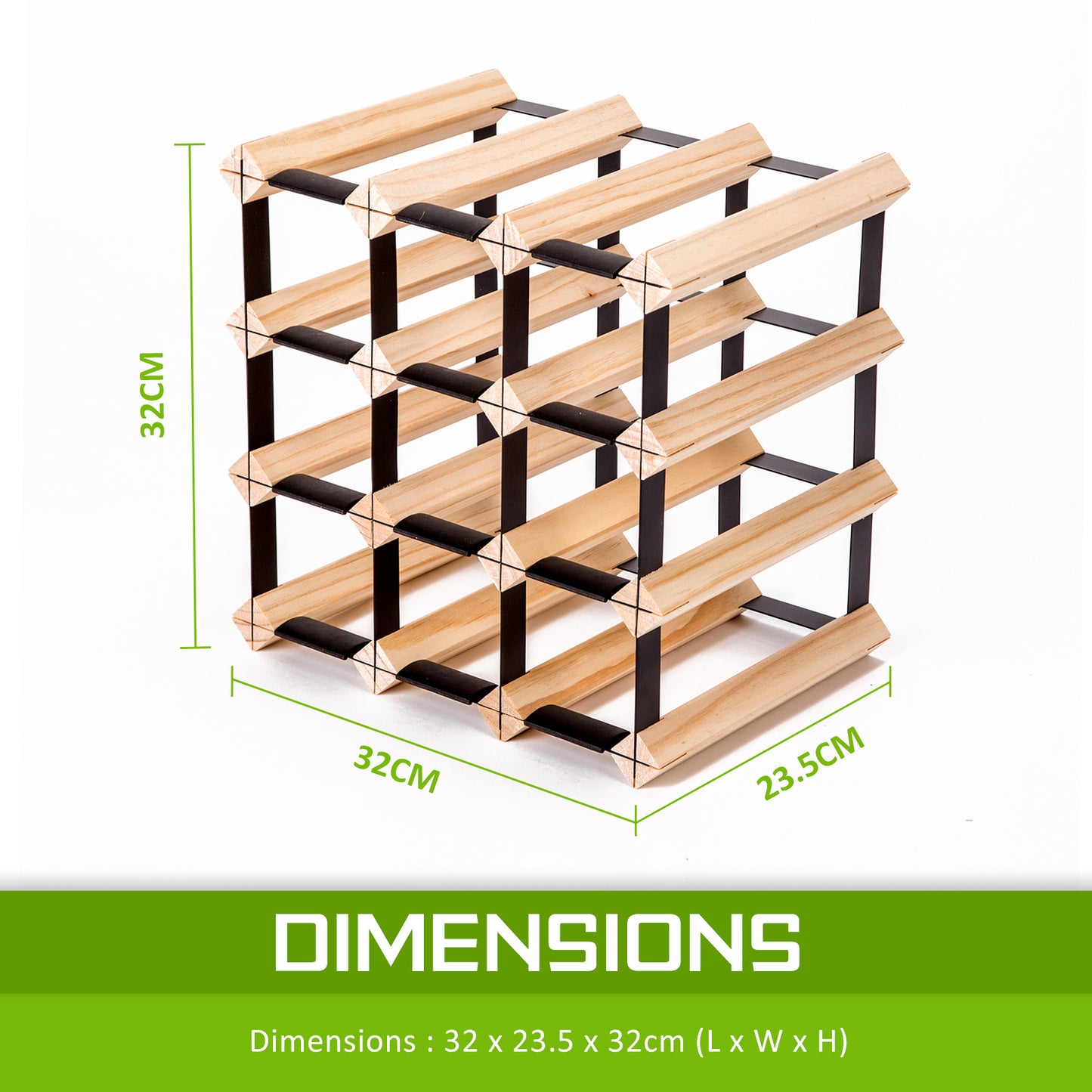 Home Ready Wine Rack 12 Bottle Modular Storage - Natural