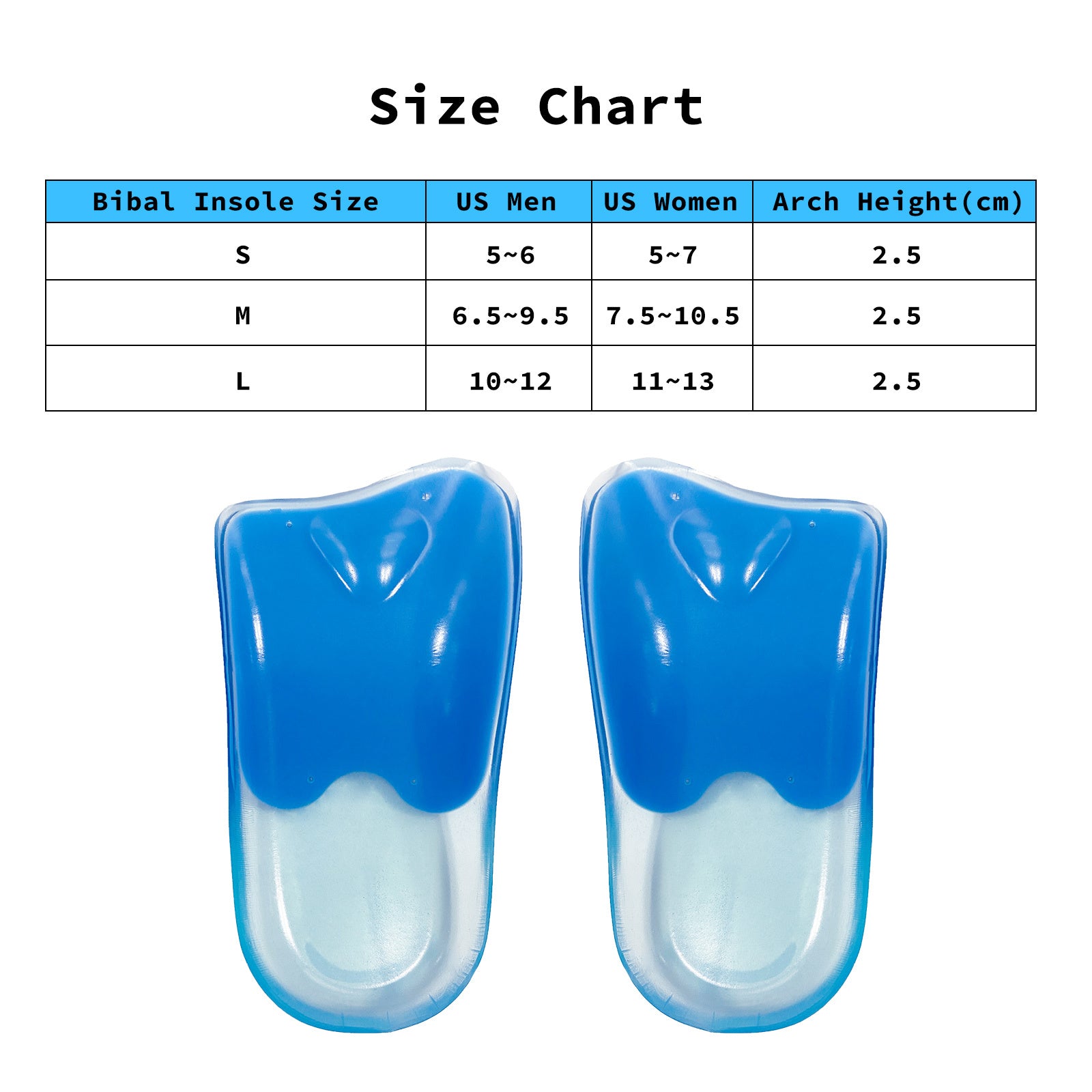 BIBAL INSOLE Half Insoles 2X Pair S Size Gel Arch Support Foot Pad - SuperSaverAU - view 8