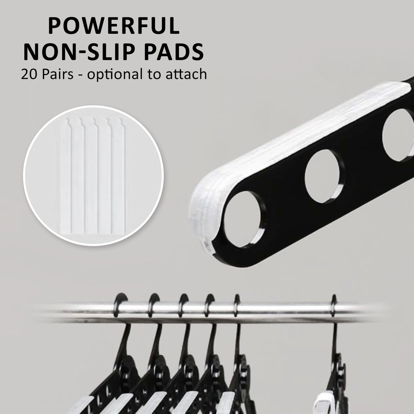 WING 50 Set Plus Hanger Multiple Clothes Rack Organizer Foldable 10 Holes Black