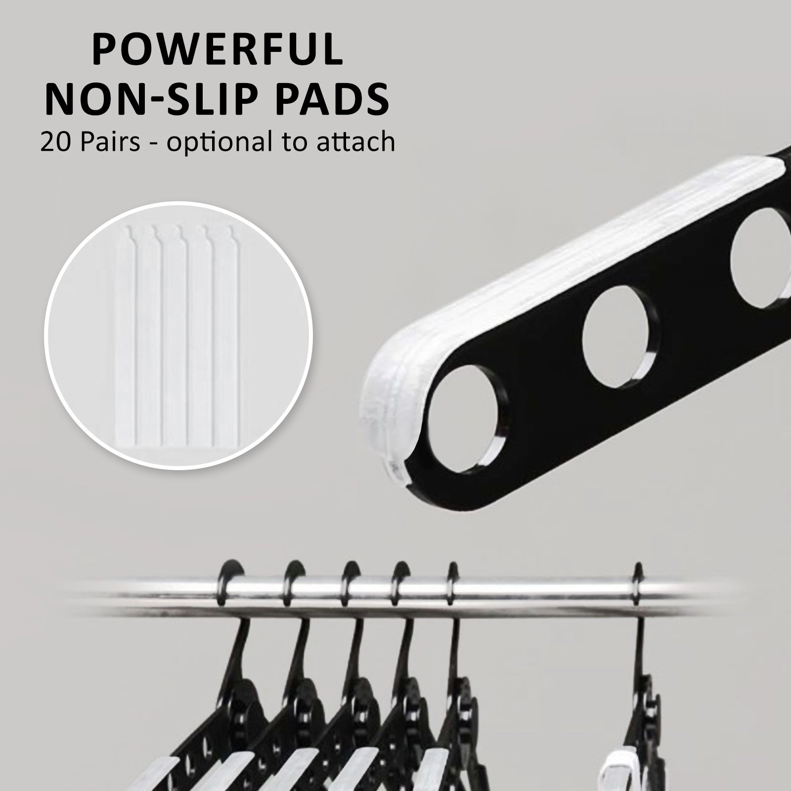 WING 50 Set Plus Hanger Multiple Clothes Rack Organizer Foldable 10 Holes Black - SuperSaverAU - view 1