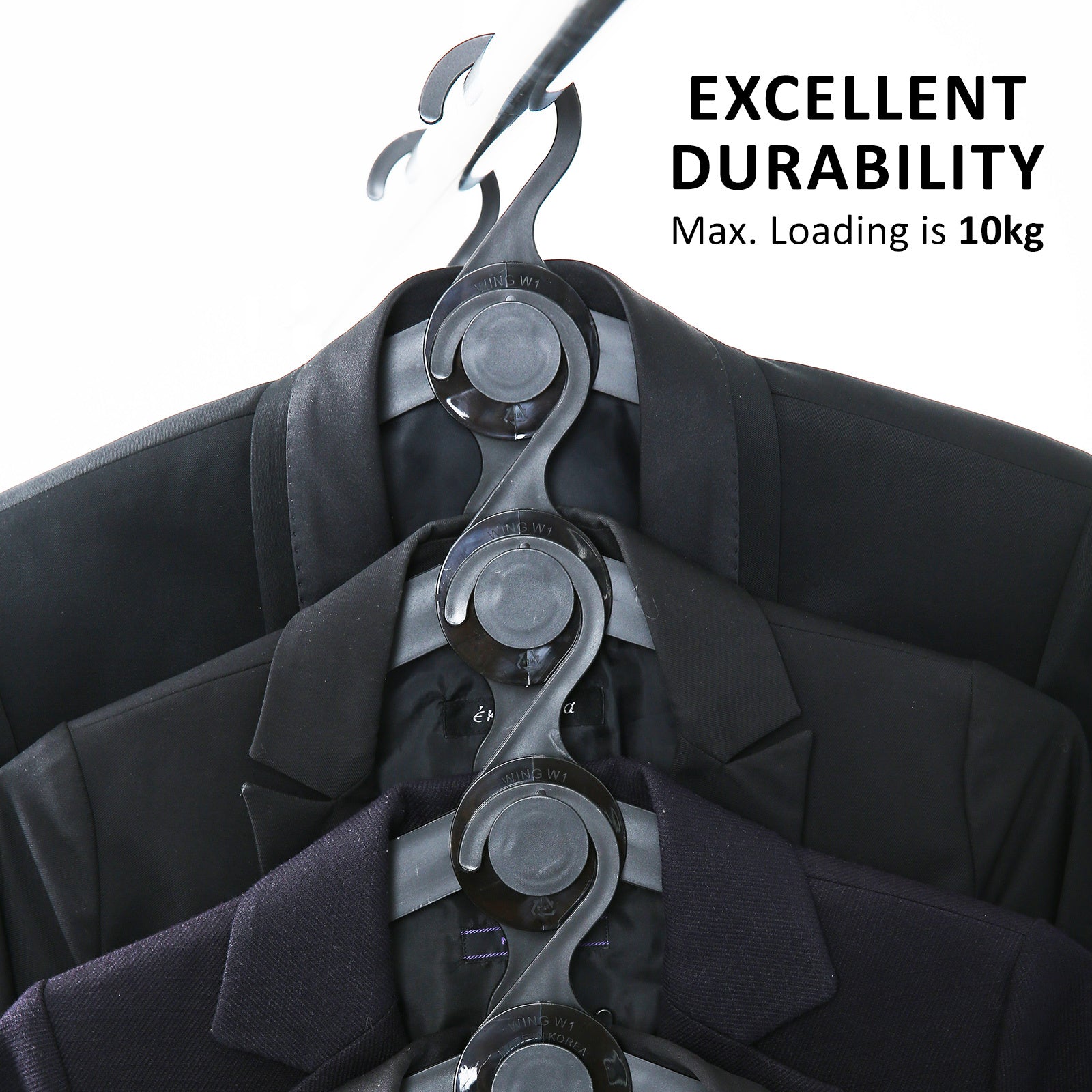 WING 50 Set Plus Hanger Multiple Clothes Rack Organizer Foldable 10 Holes Black - SuperSaverAU - view 2