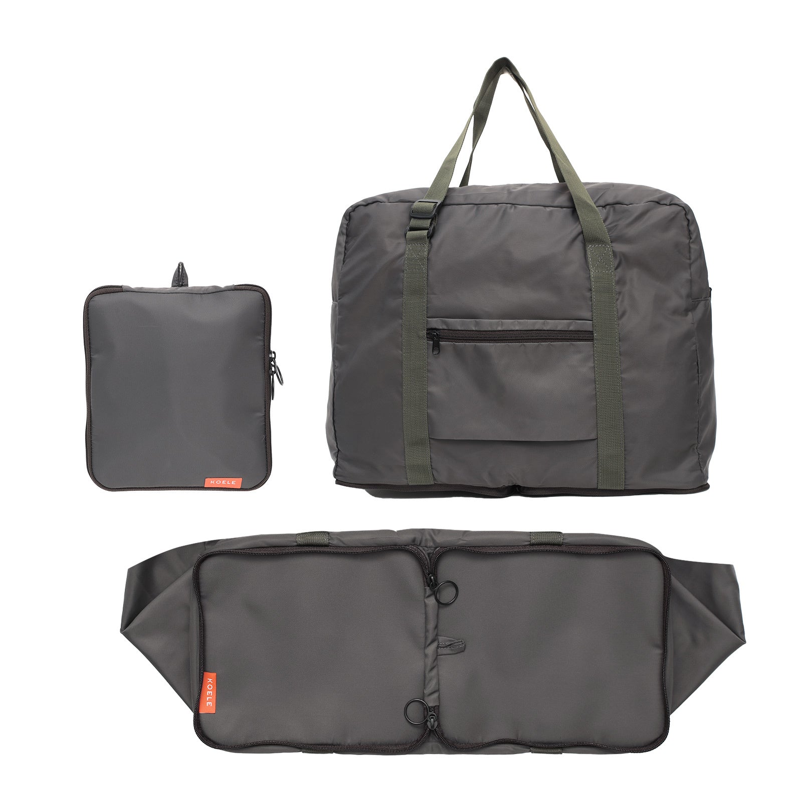 Shopper Bag Travel Duffle Bag Foldable Laptop Luggage Nylon KO-BOSTON KHAKI - SuperSaverAU - view 1