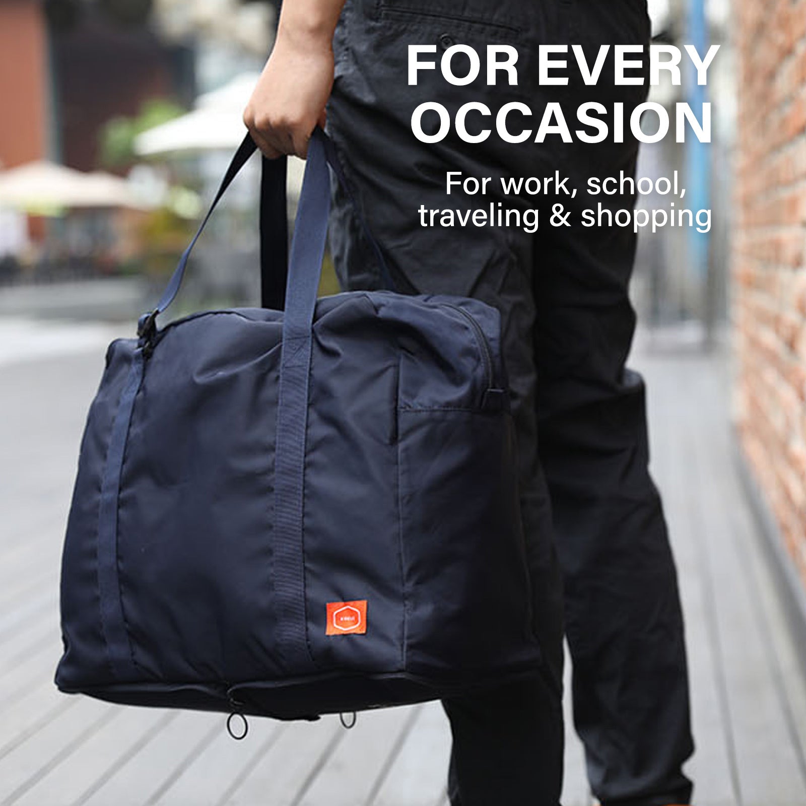 Shopper Bag Travel Duffle Bag Foldable Laptop Luggage Nylon KO-BOSTON NAVY - SuperSaverAU - view 3