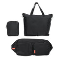 Shopper Bag Tote Bag Foldable Travel Laptop Grocery Nylon KO-DUAL BLACK - SuperSaverAU - view 1