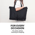 Shopper Bag Tote Bag Foldable Travel Laptop Grocery Nylon KO-DUAL BLACK - SuperSaverAU - view 3
