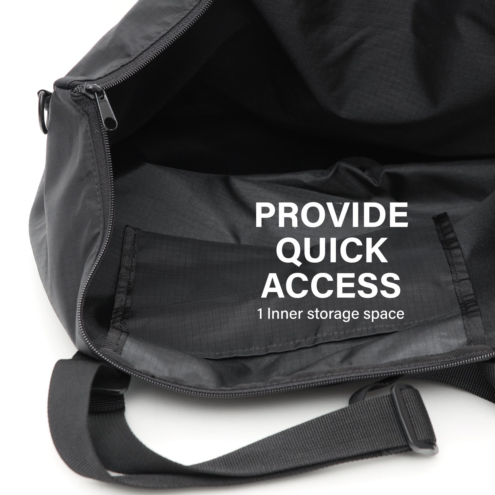Shopper Bag Tote Bag Foldable Travel Laptop Grocery Nylon KO-DUAL BLACK - SuperSaverAU - view 5