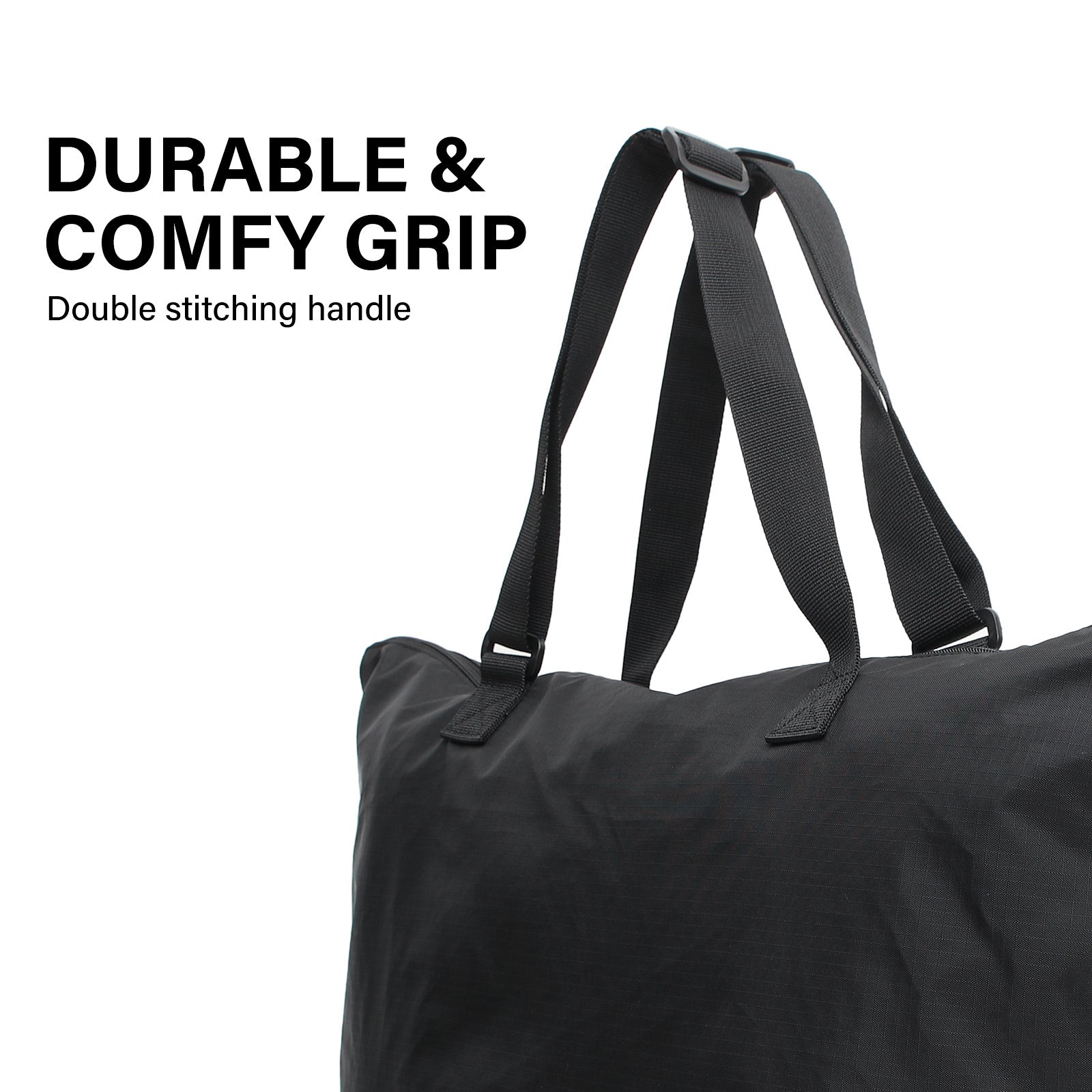 Shopper Bag Tote Bag Foldable Travel Laptop Grocery Nylon KO-DUAL BLACK - SuperSaverAU - view 6